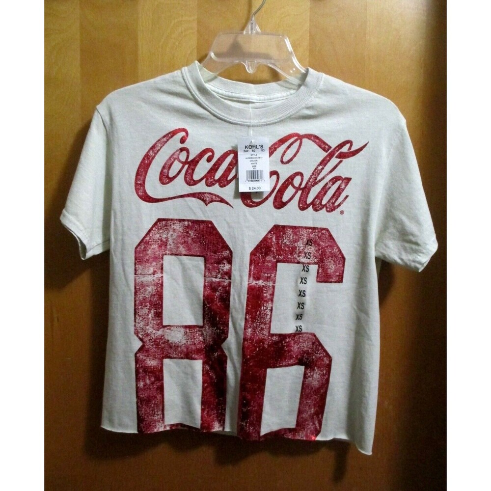 NWT Coca Cola Womens XS Cropped Tee Shirt Top 100% Cotton
